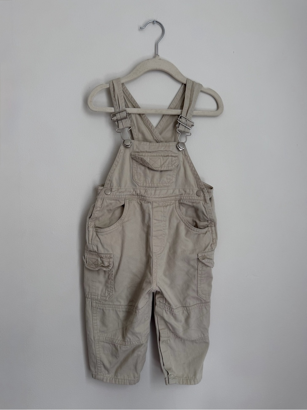 Sears Baby Beige Utility Overalls (Size 26lb / 12-18m)